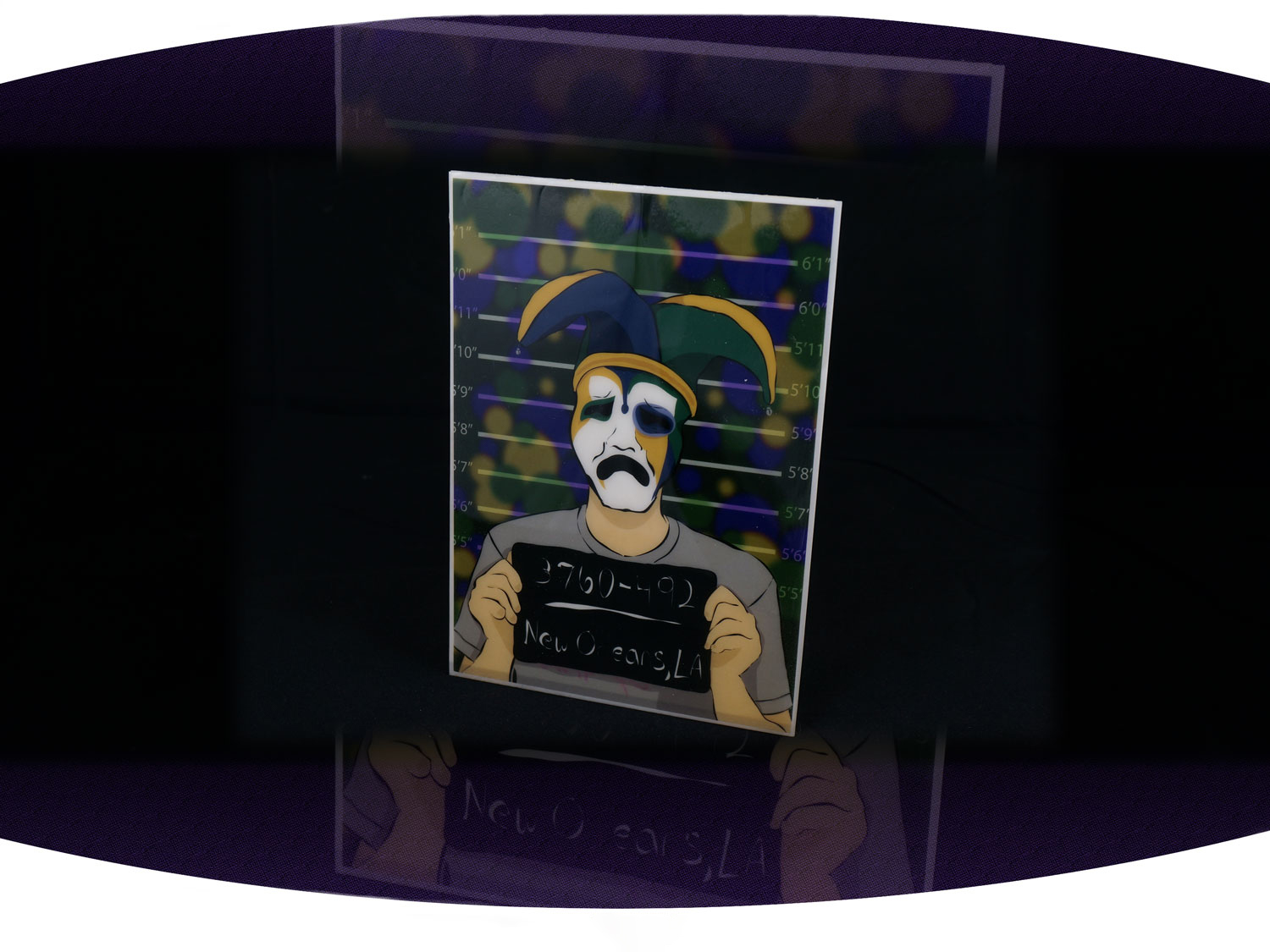 New Orleans Mardi Gras Jester with a black eye illustration 