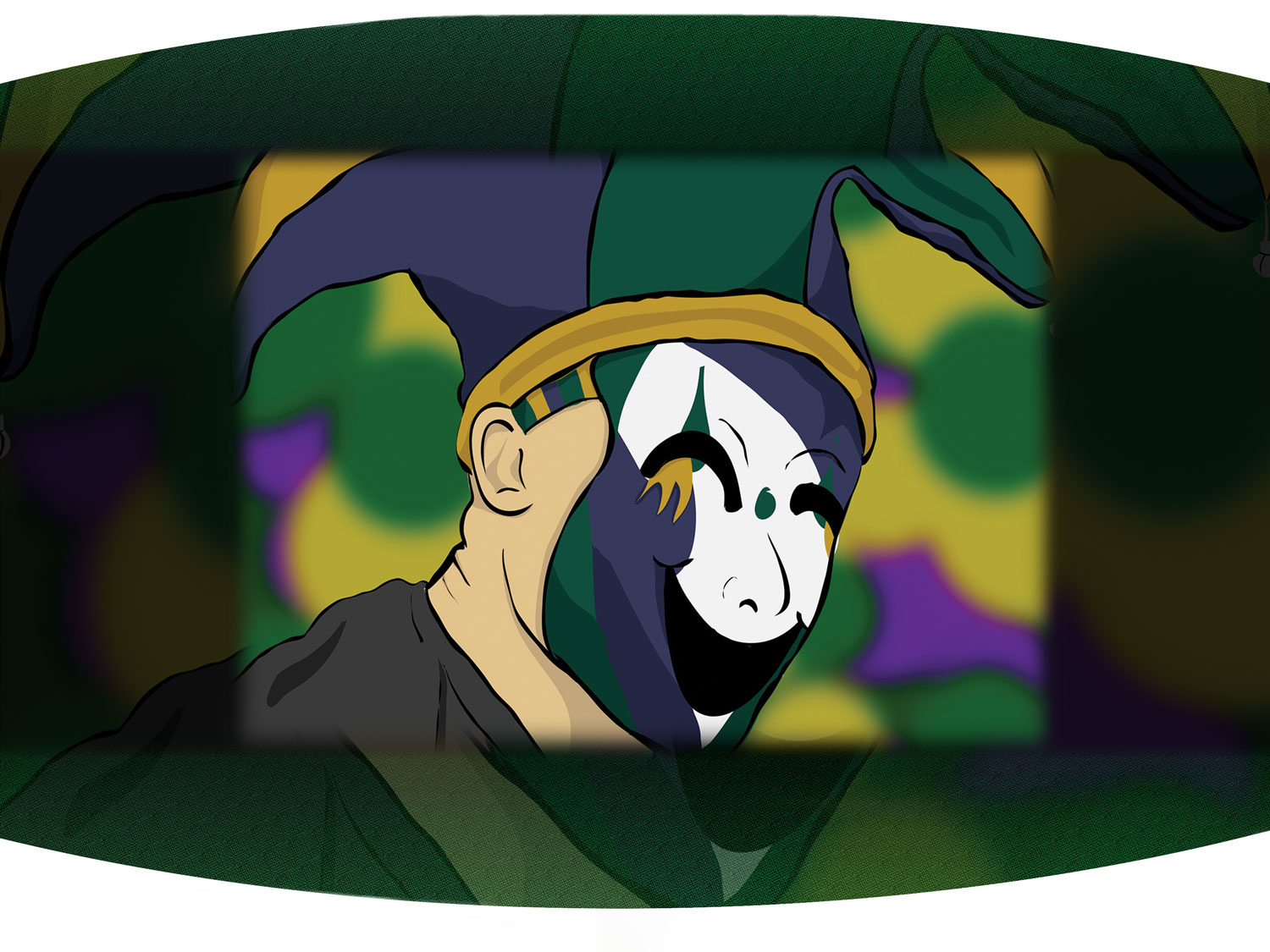 Custom Illustration of smiling mardi gras jester 