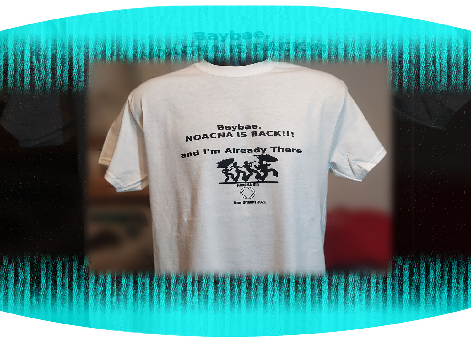 Custom screenprinted white t-shirt for NOACNA