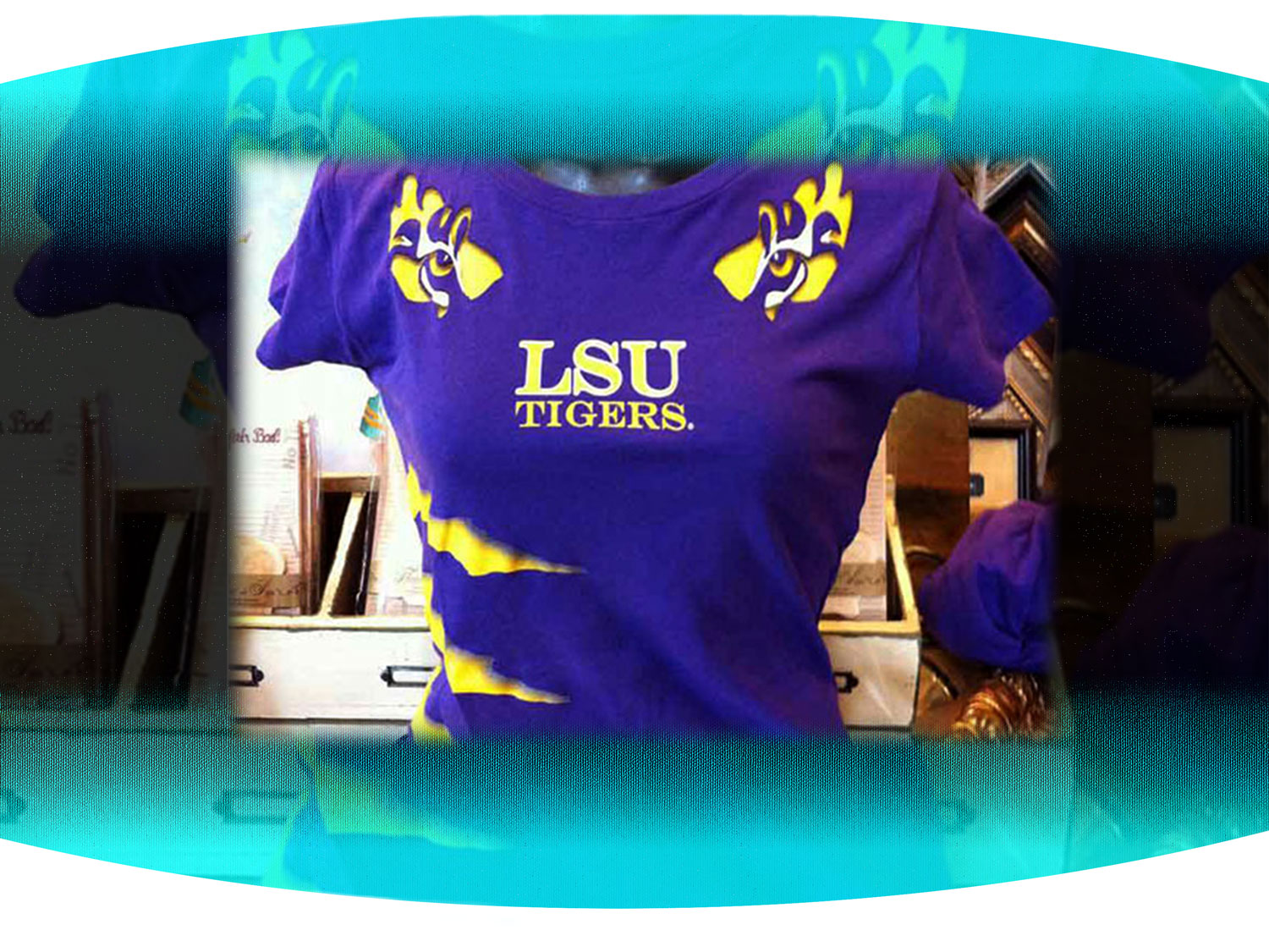 Custom screenprinted purple LSU female fitted t-shirt